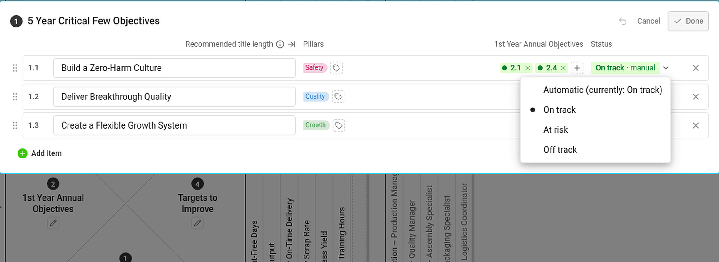 Setting a status manually