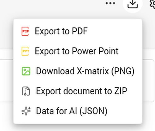 Export menu