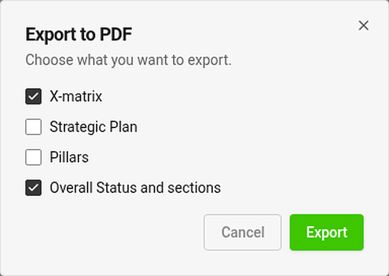 Export dialog
