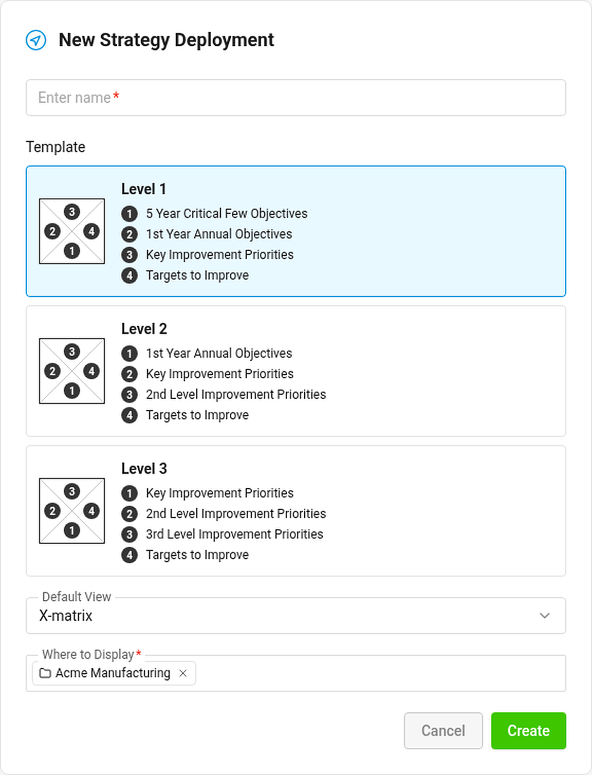 New Strategy Deployment form