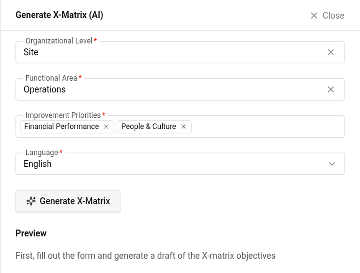 Generate X-Matrix panel